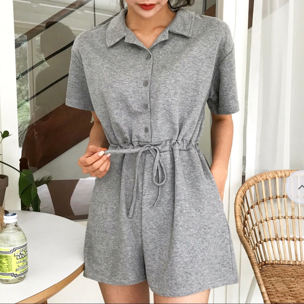 Soft knit grey romper